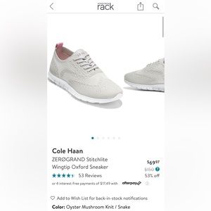 Cole Haan
ZEROGRAND Stitchlite
Wingtip Oxford Sneaker